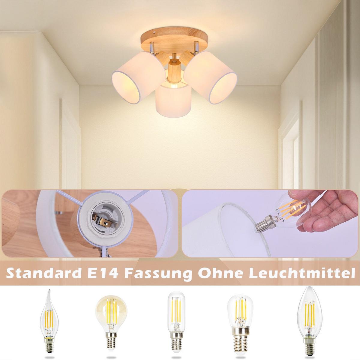 DECKENSTRAHLER Kaiserslautern 3-flammig 20/20/21 cm - Braun, Textil (20/20/21cm) - Nettlife