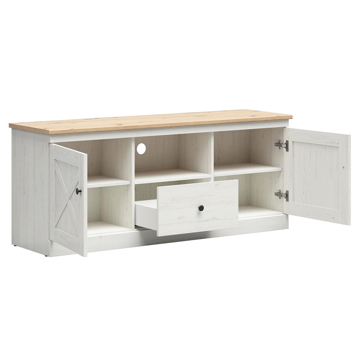 TV-MÖBEL Victoria Weiß und Holz - Weiß, Holzwerkstoff (153/63/43cm) - Petits-meubles