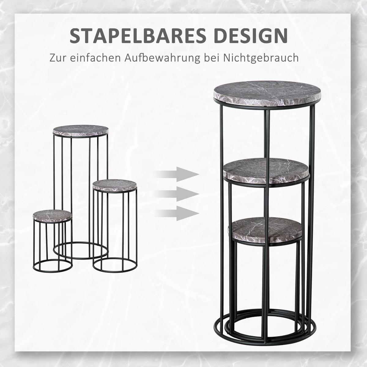 BLUMENSTÄNDER, Metal, Schwarz+Grau - Multicolor, Metall (30.5/30.5/70.5cm) - Outsunny