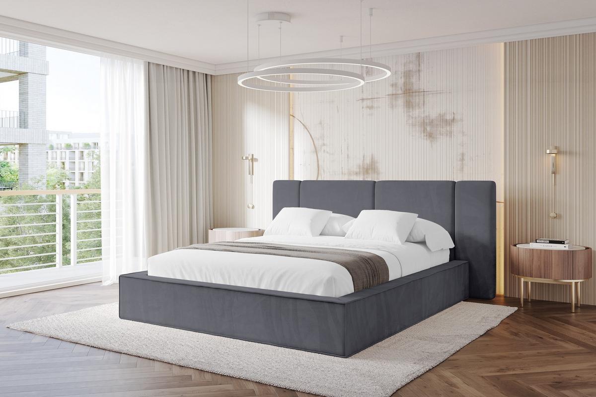 POLSTERBETT mit Bettkasten und Lattenrost, Bett mit Matratze H3/H4 - RIVO 120x200 Dunkelgrau - Dunkelgrau, Holzwerkstoff/Textil (120/200cm) - ALTDECOR