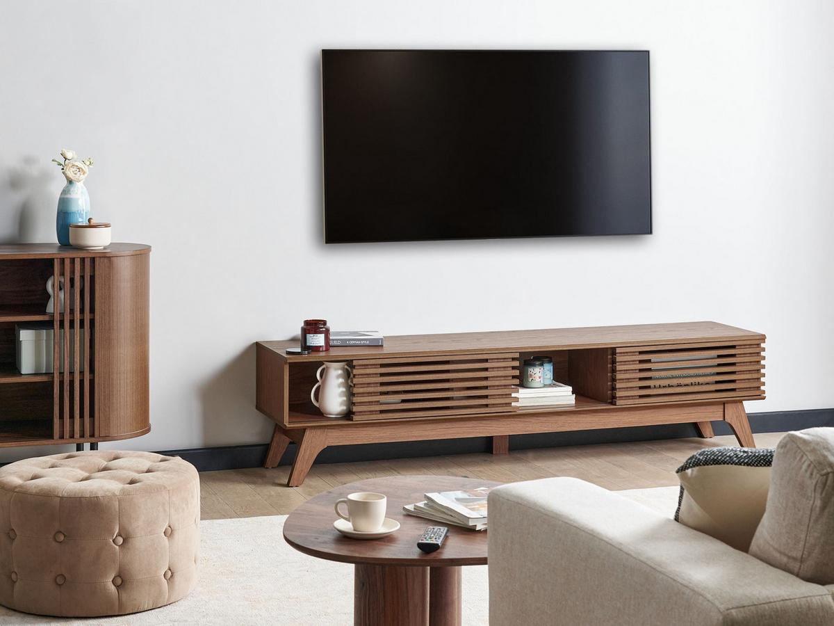 TV-MÖBEL Dunkelbraun Toledo - Braun, Holzwerkstoff (180/44/40cm) - Beliani