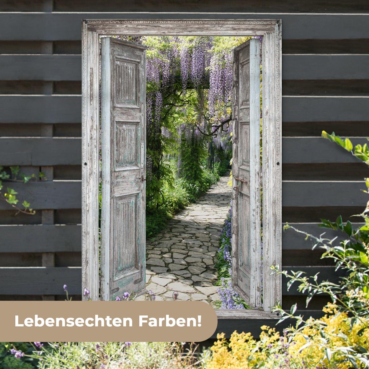 GARTENPOSTER Aussicht - Wald - Steine - Frühling Bild 120x180 cm - Hellgrau, Kunststoff (120/180/0.2cm) - OnlyWow