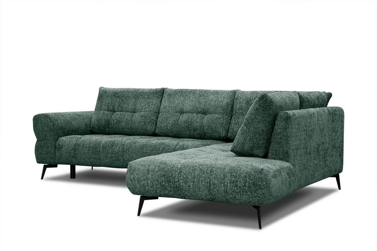 ECKSOFA SALVINI 5-Sitzer, smaragdgrün - Smaragdgrün/Schwarz, Holzwerkstoff/Textil (292/158cm) - Wozimo