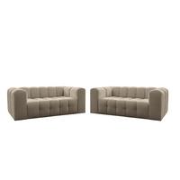SOFASET Solvie 2-2 In Moly - Beige, Holzwerkstoff/Textil (200/75/106cm) - Fun Möbel