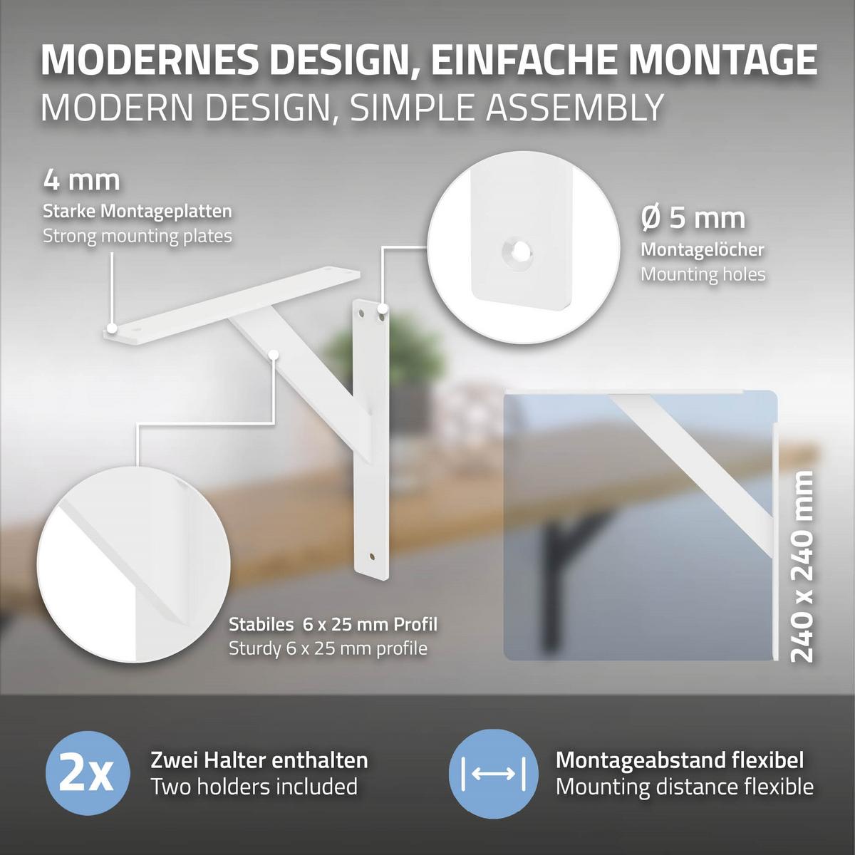 REGALHALTERUNGEN - Weiß, Metall (24/24/3cm) - ML-DESIGN