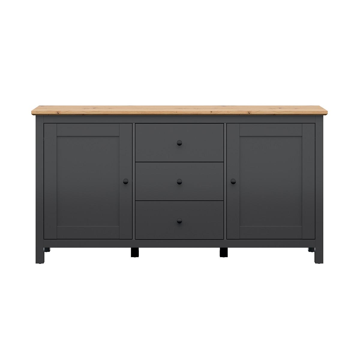 SIDEBOARD Duck Anthrazitgrau und Holz - Grau, Holzwerkstoff (186/96/44cm) - Petits-meubles