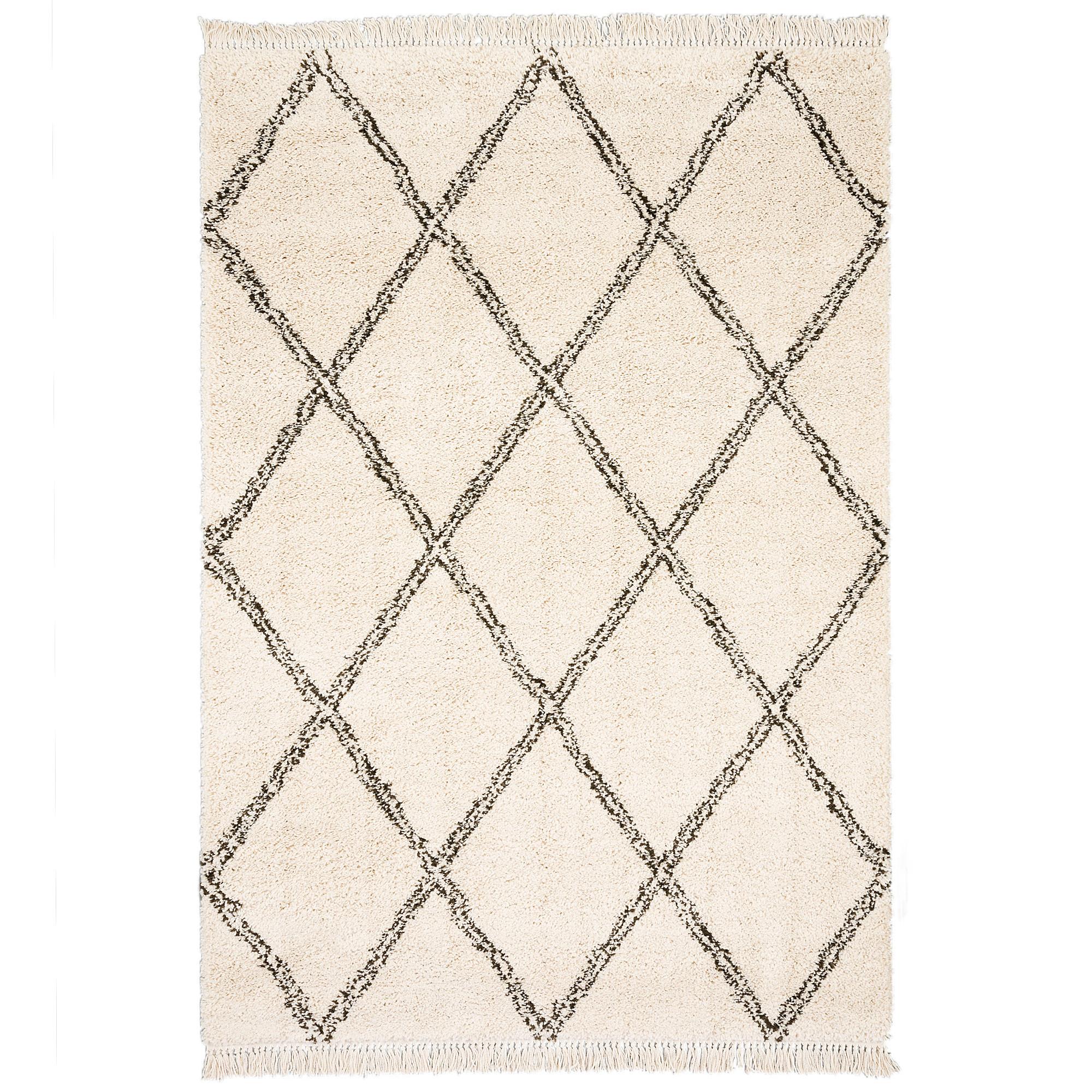 HOCHFLOR LANGFLOR SHAGGY TEPPICH BOHO RAUTEN - Creme, Textil (80/150cm) - Pergamon