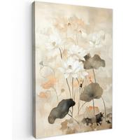 LEINWANDBILD Blumen - Japandi - Wabi sabi Deko Groß 90x140 cm - Sandfarben, Textil (90/140cm) - MuchoWow
