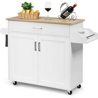 KÜCHENWAGEN Kücheninsel Weiß - Weiß, Holz (116/85/40cm) - COSTWAY