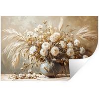 WANDTATTOO Blumen - Vase - Stilleben - Beige Wandsticker 120x80 cm - Creme, Kunststoff (120/80/0.1cm) - MuchoWow