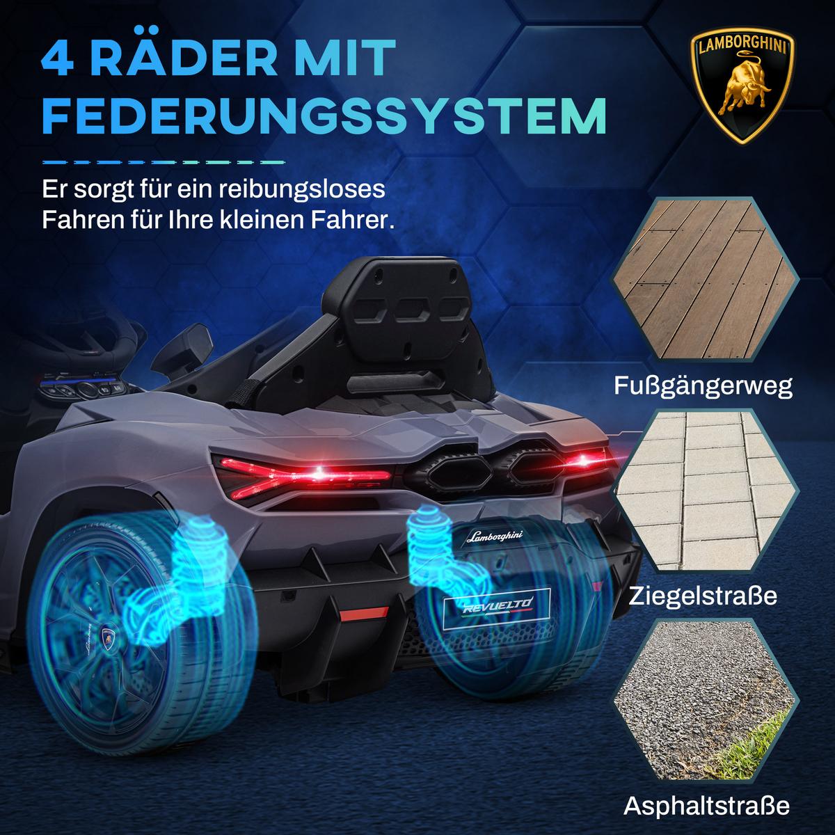 KINDER Elektroauto 12 V Kinderauto mit 2,4G Fernbedienung, Musik, Stoßdämpfer - Grau, Metall (105/60/40cm) - AIYAPLAY