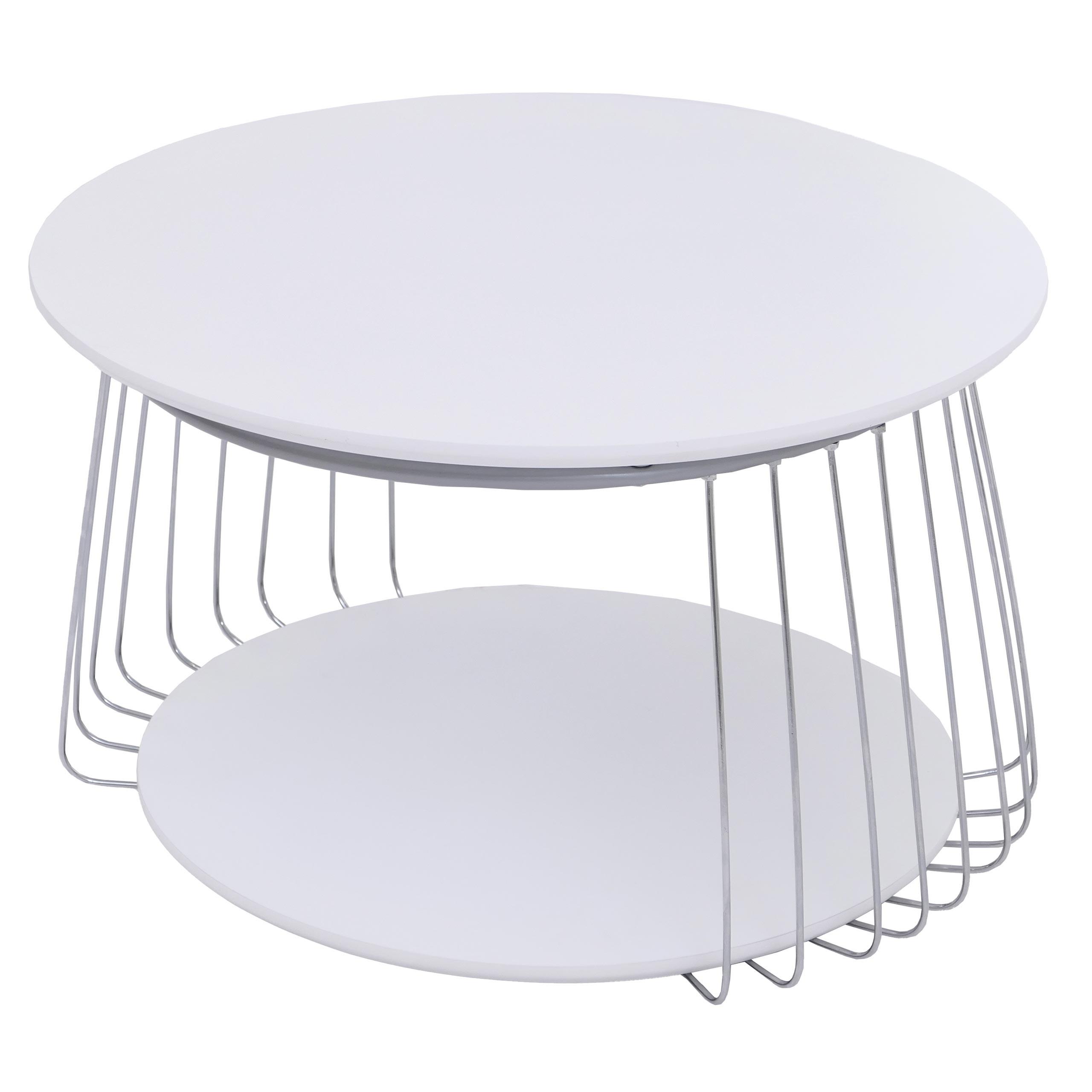 COUCHTISCH rund Weiß, Silber - Silberfarben/Weiß, Holz (70/70/44cm) - MCW