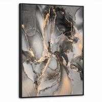 LEINWAND Bilder mit Rahmen - Grau - Luxus - Gold - Marmor - 70x100 - Dunkelgrau, Textil (70/100cm) - MuchoWow
