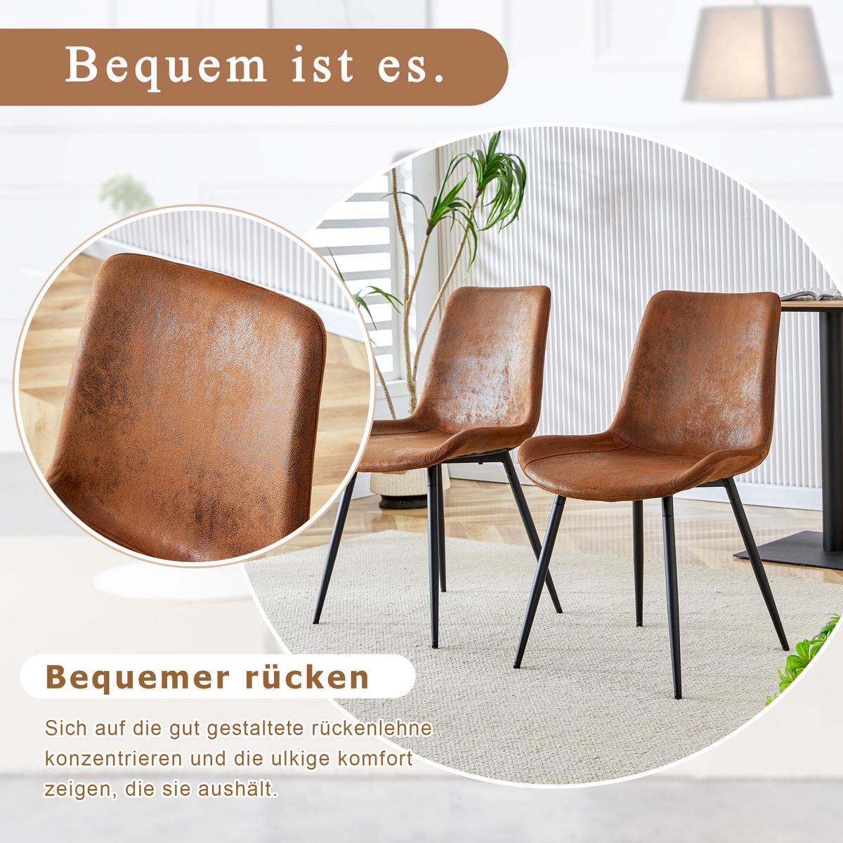 ESSZIMMERSTUHL 4er set stoff tech gepolstert metallbeine ergonomisch - Braun, Textil (50/83/47cm) - Urban Meuble