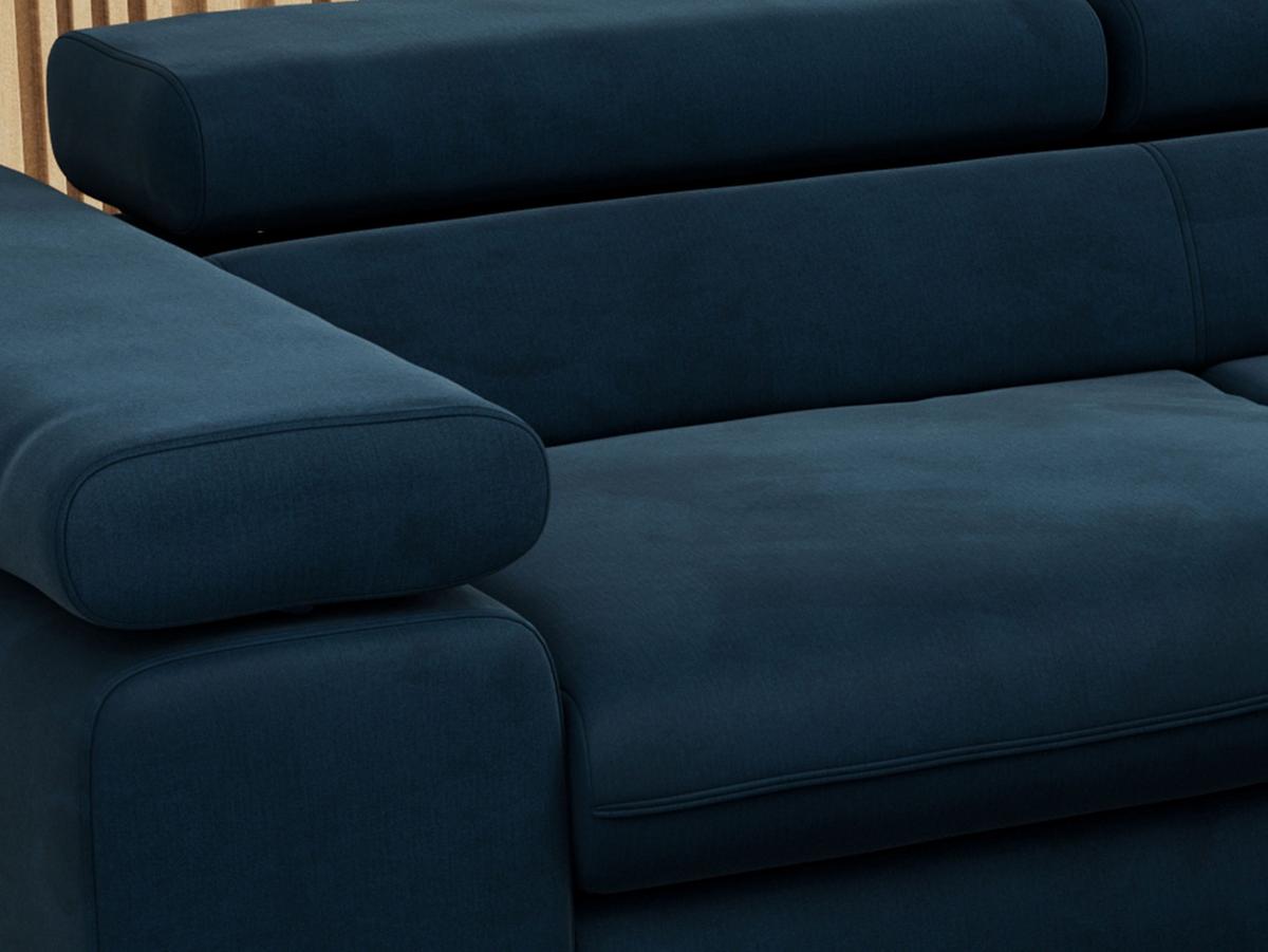 ECKSOFA PETER L Dunkelblau Velvet - Rechts Seite - Schwarz/Dunkelblau, Textil/Metall (273/208cm) - MKS
