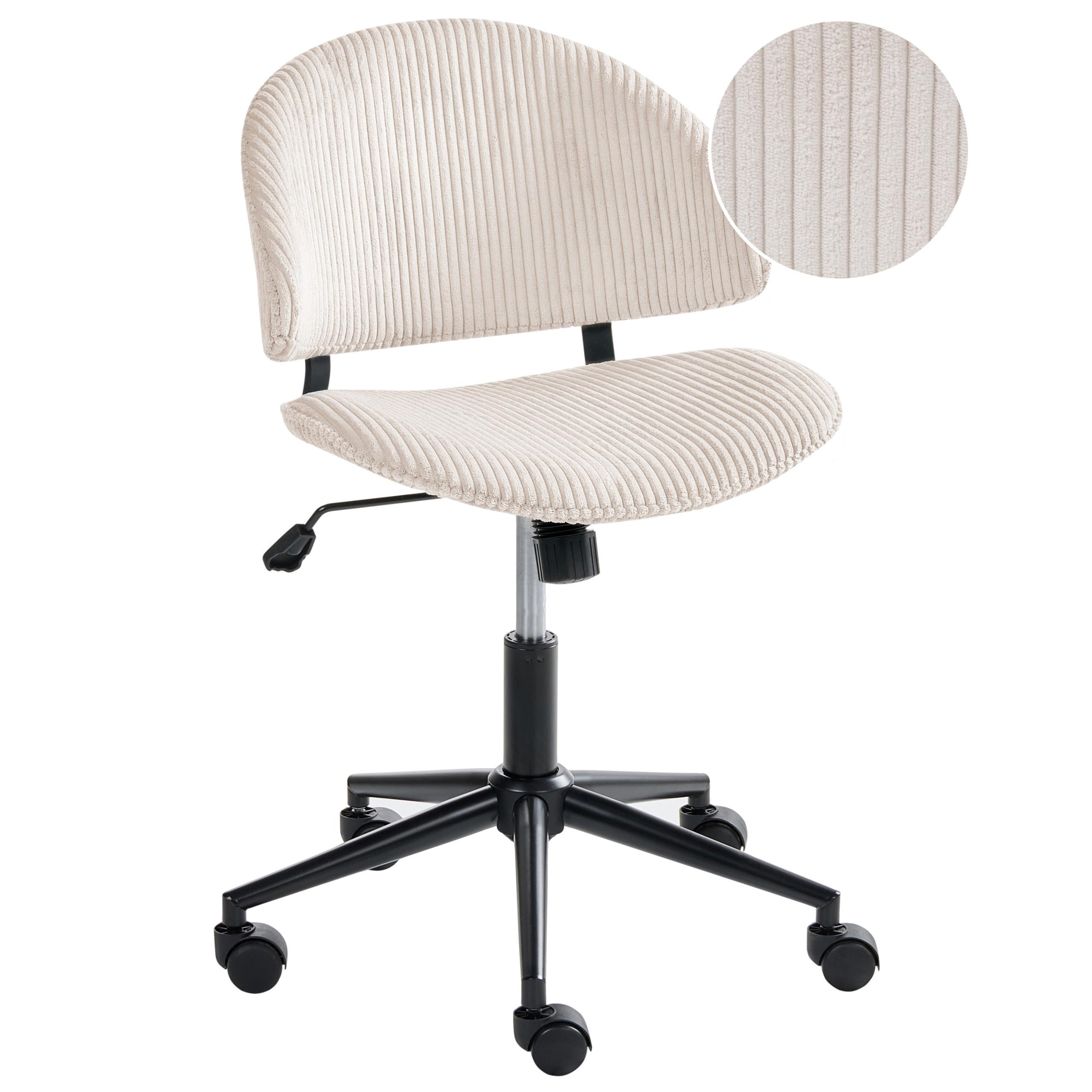 BÜROSTUHL Cord Cremeweiß Kiana - Weiß, Textil (55/74/55cm) - Beliani