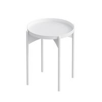 BEISTELLTISCH mit runder Metallplatte H57 cm - COLE - Weiß, Metall (60/44/57cm) - Calicosy