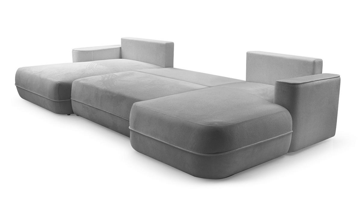 WOHNLANDSCHAFT Peoni Hellgrau 364/168/87 cm mit Schlaffunktion - Hellgrau/Schwarz, Kunststoff/Textil (364/87/168cm) - AX Living