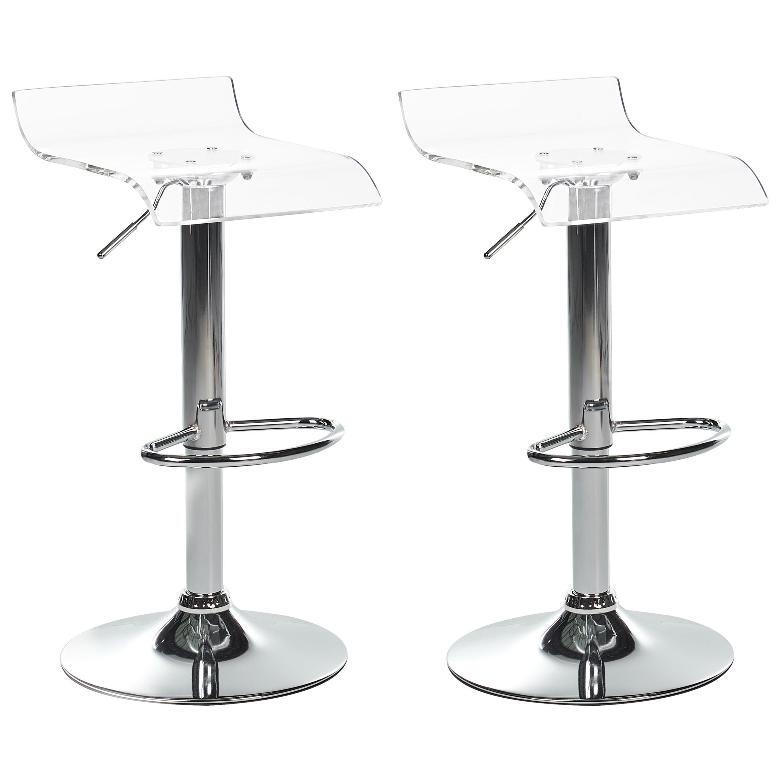 DREHHOCKER 2er-Set Transparent Neum - Transparent/Silberfarben, Kunststoff (38/60/39cm) - Beliani