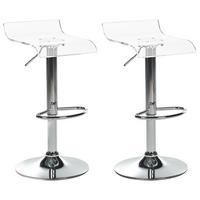 DREHHOCKER 2er-Set Transparent Neum - Transparent/Silberfarben, Kunststoff (38/60/39cm) - Beliani