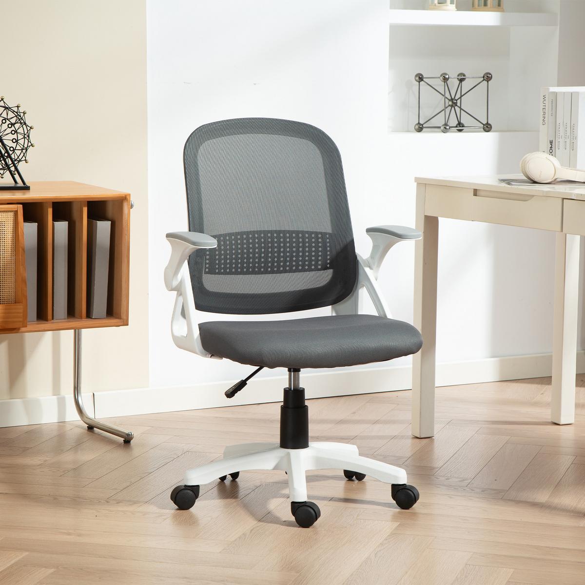 BÜROSTUHL höhenverstellbar Grau - Weiß/Grau, Kunststoff/Textil (57.5/101/60cm) - HOMCOM
