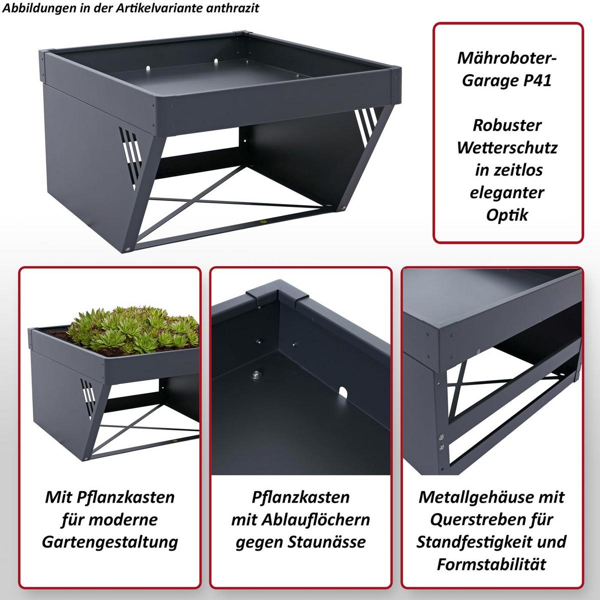 MÄHROBOTER-GARAGE Anthrazit - Anthrazit, Metall (60/38/70cm) - MCW
