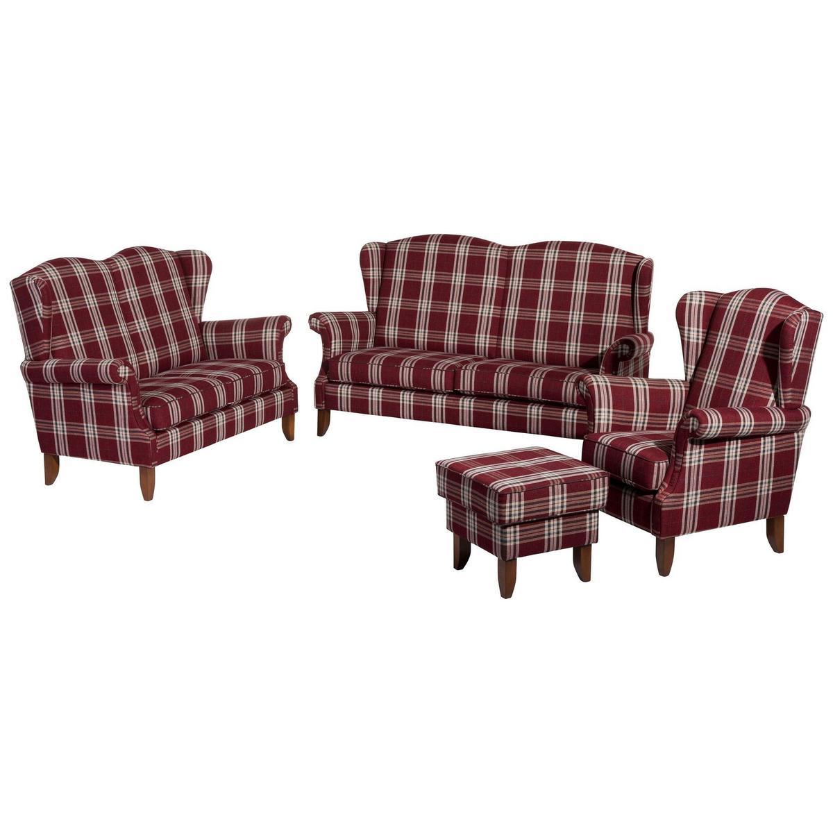 SOFA 2,5-Sitzer Katria Bezug Flachgewebe Buche nussbaum / rot - Rot, Kunststoff (193/108/86cm) - 58aufmkessel