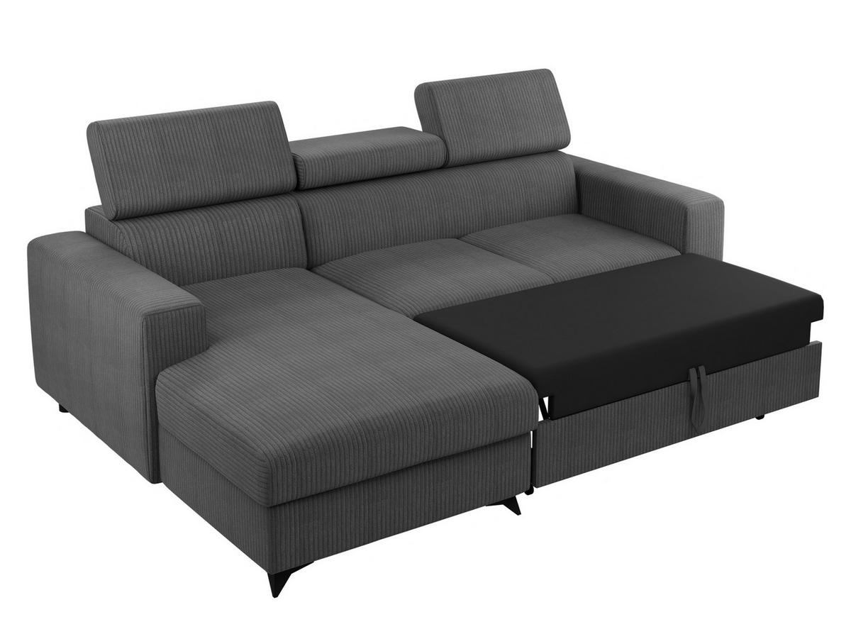 ECKSOFA Milano Premium Cord, Seite: Links LC+2R - Schwarz/Bronzefarben, Holz/Textil (236/172cm) - MIRJAN24