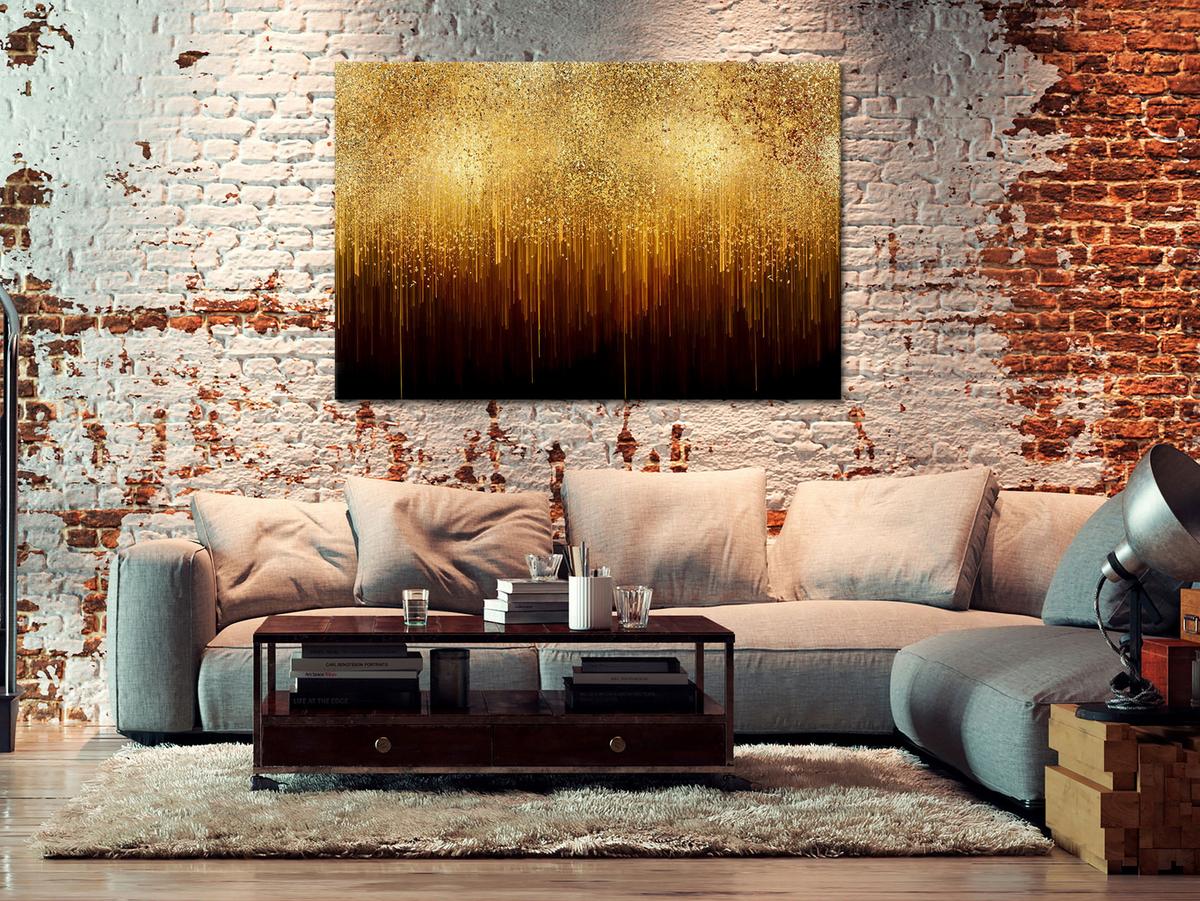 KUNSTDRUCK Schwarz 90/60 cm - Goldfarben/Schwarz, Textil (90/60cm) - KUNSTLOFT
