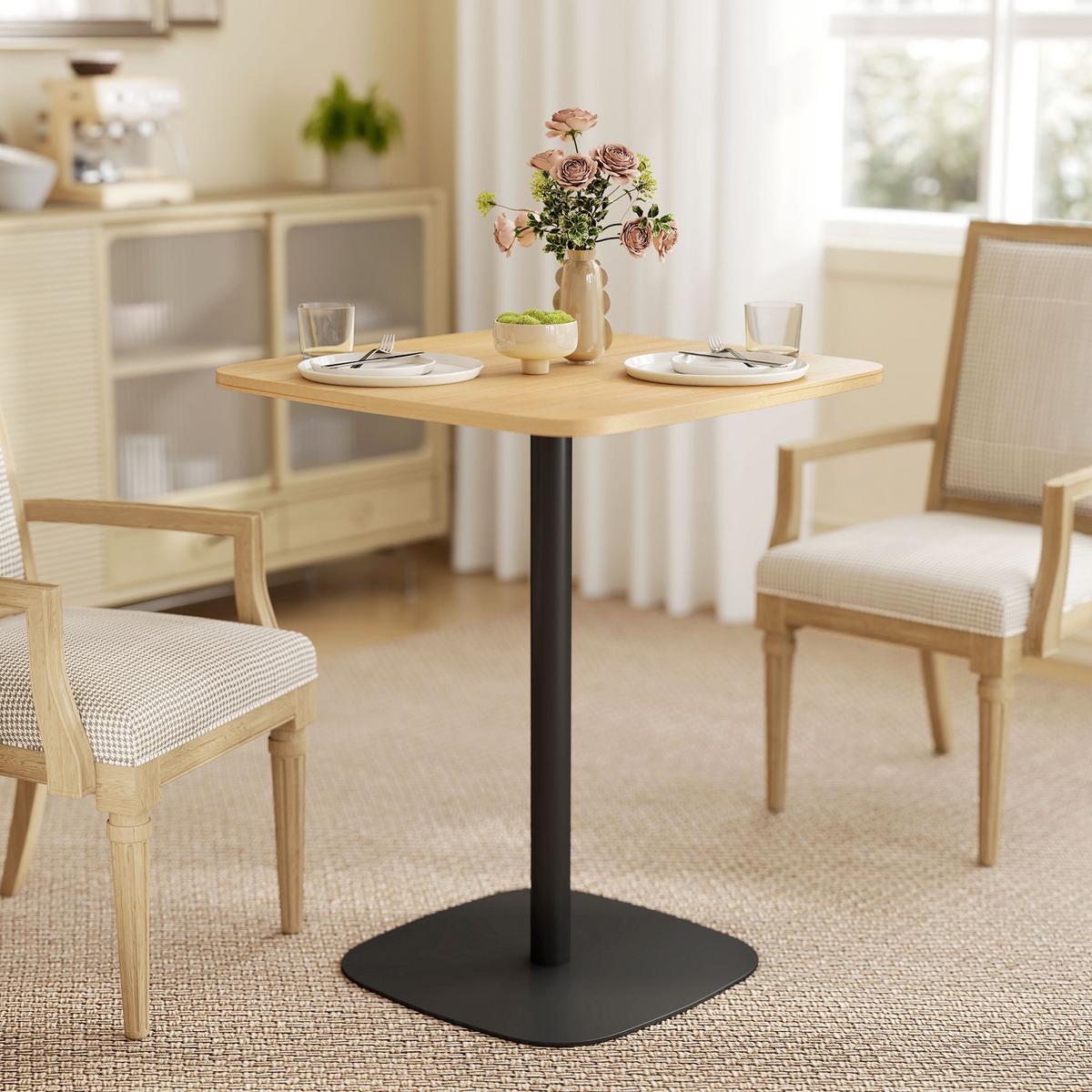 ESSTISCH MDF Stahl Naturholz - Schwarz/Naturfarben, Holzwerkstoff/Metall (60/60/75cm) - HOMCOM