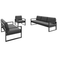 GARTENSET Stella mit Sofas und Sessel, mit Metallrahmen, Dunkelgrau - Dunkelgrau, Metall - Beautysofa
