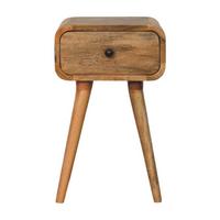 NACHTKASTEN Avora Mini Eichenoptik, 1 Schublade, Beige - Beige/Messingfarben, Holz/Metall (30/49/30cm) - Artisan Furniture