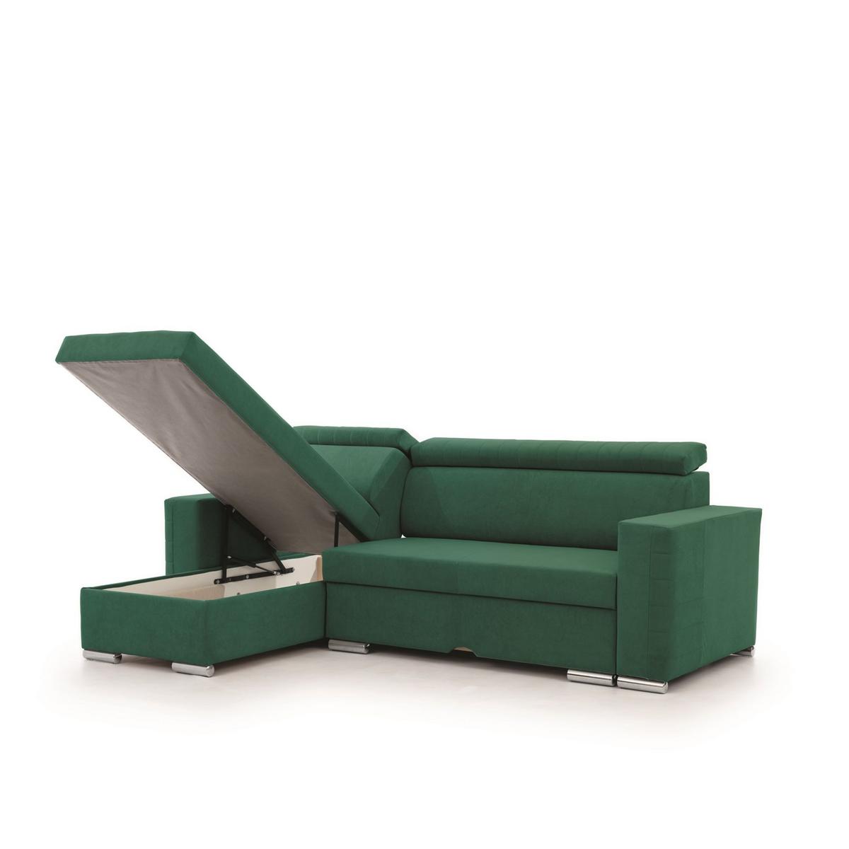 ECKSOFA Canton In Camelia - Grün, Holzwerkstoff/Textil (260/173cm) - Fun Möbel