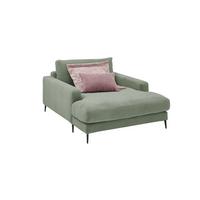 LONGSEAT CARA Grün Cord - Schwarz/Olivgrün, Textil/Metall (132/84/170cm) - KAWOLA