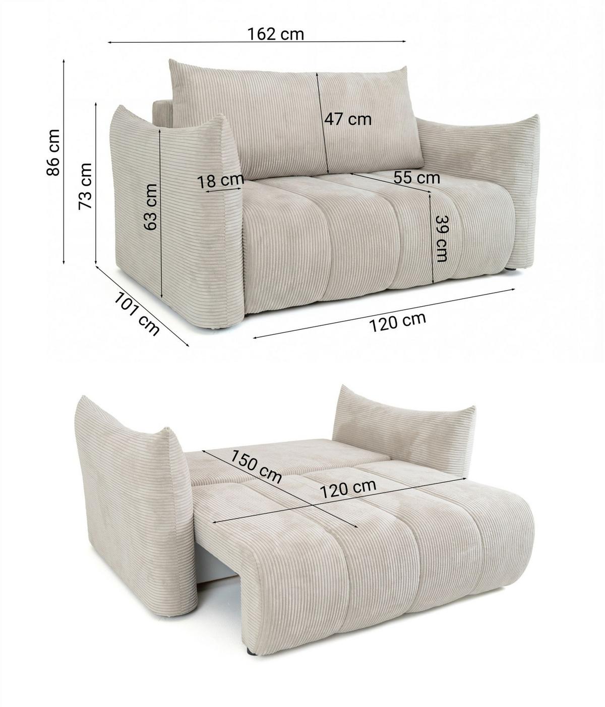 SOFA 2er-sitzer Ontario Mit Liegefunktion - Hellrosa, Holzwerkstoff/Textil (162/86/101cm) - Fun Möbel