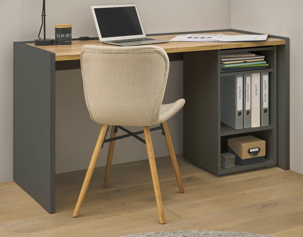 STANDCONTAINER Grau, Eiche Wotan 40 x 70 cm, Aktenregal mit 3 Fächern - Eiche Wotan/Schwarz, Holzwerkstoff/Kunststoff (40/70/40cm) - Furn.Design