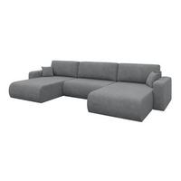 WOHNLANDSCHAFT mit Schlaffunktion und Bettkasten BERY-U 377x193x88 Grau Velours - Taupe/Schwarz, Holzwerkstoff/Kunststoff (377/88/193cm) - ALTDECOR
