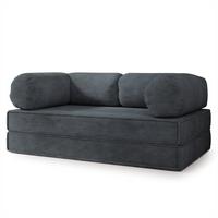 BETTSOFA ALVIO aus Schaumstoff Kordstoff Grau Schlaffunktion - Dunkelgrau, Textil (170/68/80cm) - MASSENO