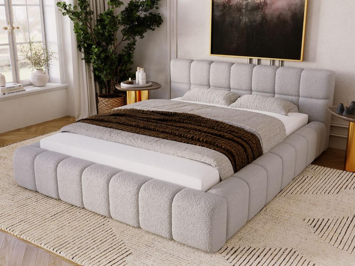 POLSTERBETT Alicante Bouclé-Stoff 120x200 Hellgrau - Hellgrau, Textil (120/200cm) - Graingold