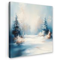 LEINWANDBILD Wald - Winter - Natur - Abstrakt - Schnee Deko Groß 90x90 cm - Weiß, Textil (90/90cm) - MuchoWow