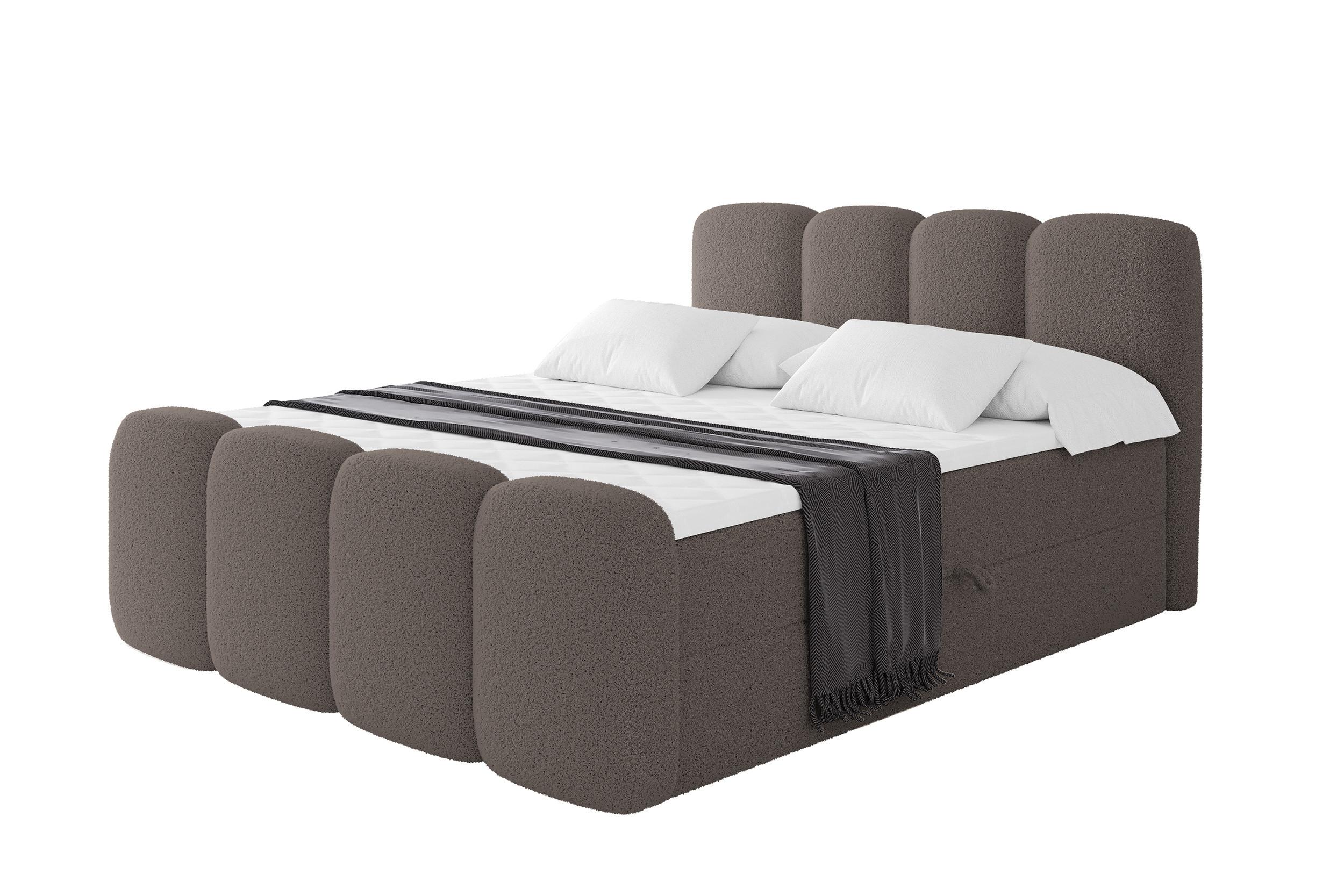 BOXBETT mit Matratze H3 - NINA-Z - 200x200 cm Braun - Braun, Holzwerkstoff (200/200cm) - ALTDECOR