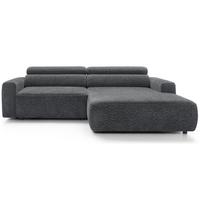 ECKSOFA Fando Dunkelgrau Chenille - Dunkelgrau/Schwarz, Kunststoff/Textil (182/252cm) - Selsey
