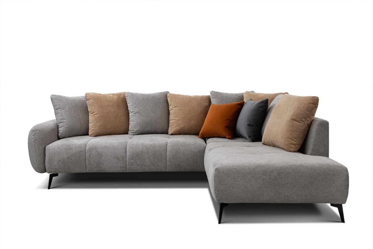 ECKSOFA EVENTO 5-Sitzer, platinfarben - Schwarz/Grau, Holzwerkstoff/Textil (266/206cm) - Wozimo