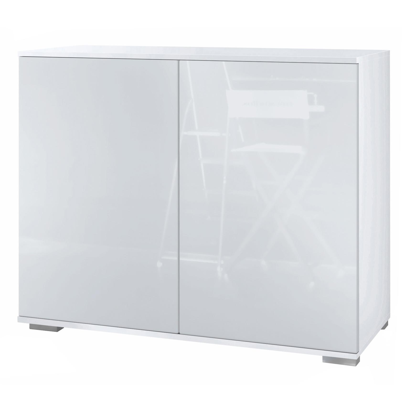 KOMMODE Skadu Weiß Hochglanz - Weiß Hochglanz, Holzwerkstoff (92.5/75.5/35cm) - Vladon
