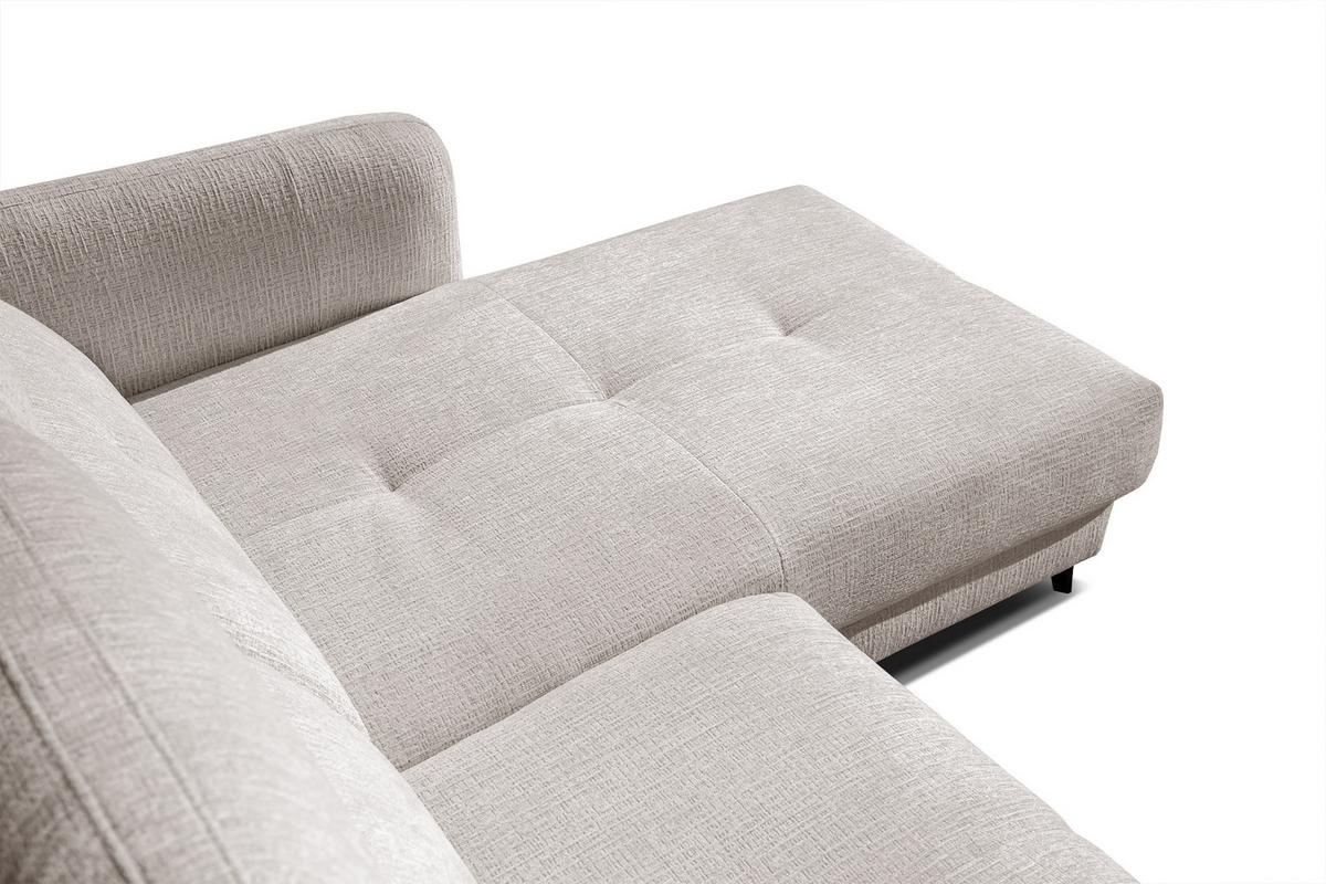 ECKSOFA SVEN 3-Sitzer, 1 Relax XL, verstellbare Kopfstützen, creme - Creme/Schwarz, Holzwerkstoff/Textil (256/163cm) - Wozimo