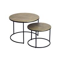 COUCHTISCHE 2er-Set VIENNE, Aluminium, handgefertigt, Gold, Ø 60 x 45 cm - Goldfarben/Schwarz, Metall (60/60/45cm) - KADIMA DESIGN