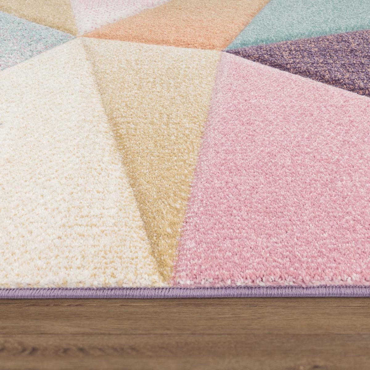 KURZFLORTEPPICH, geometrisch, Florhöhe 9 mm, Mehrfarbig, 60 x 100 cm - Multicolor, Textil (100/60cm) - KADIMA DESIGN