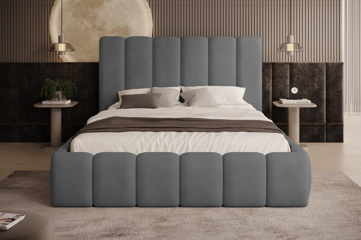 POLSTERBETT Vilo 180x200 mit Bettkasten und Stabilem Metallgestell - Grau, Textil (180/200cm) - Storez24