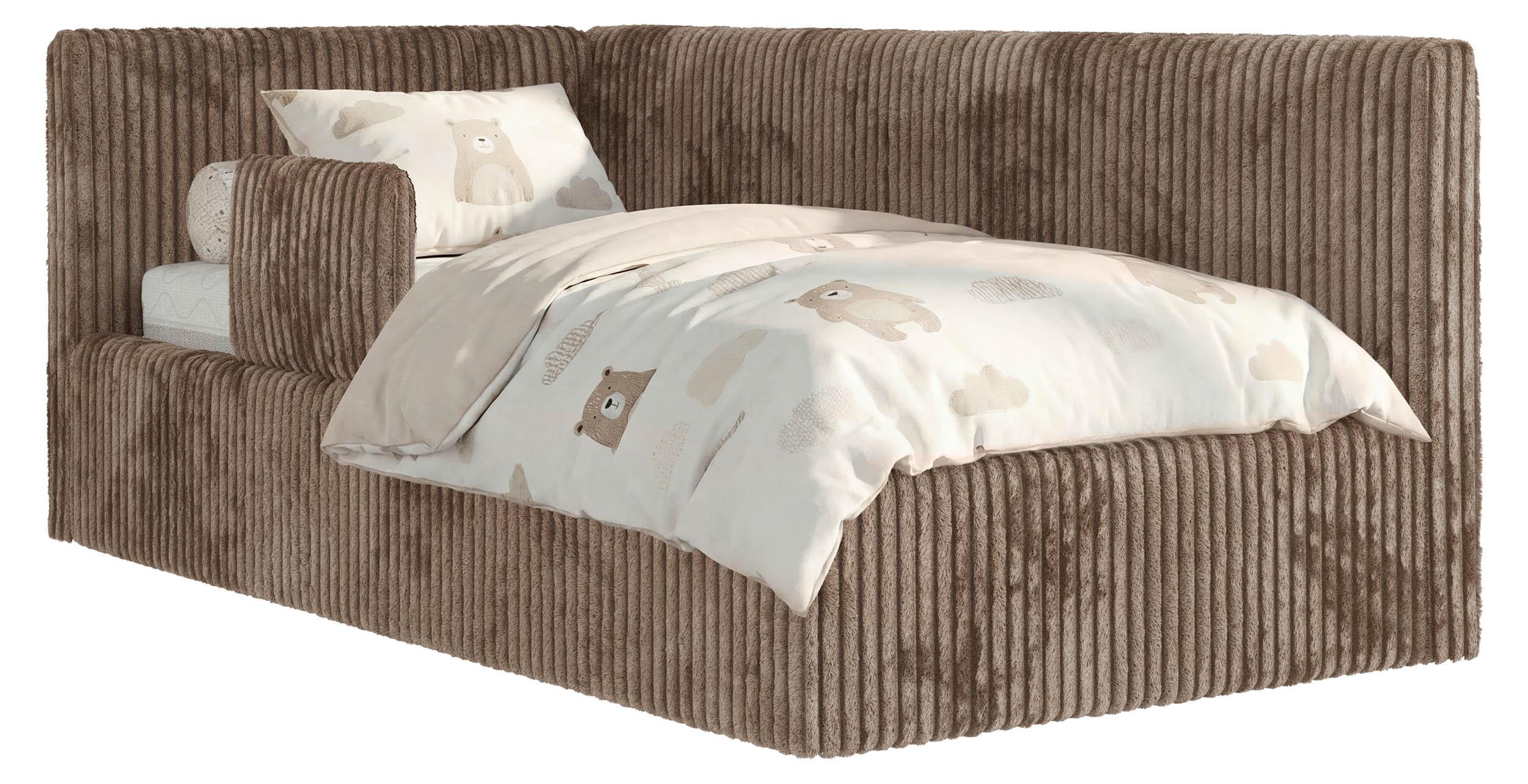 POLSTERBETT TILVO ALTA 90/200 - Braun Cord - Multitaschenfederkernmatratze - Links - Braun, Textil (90/200cm) - MKS