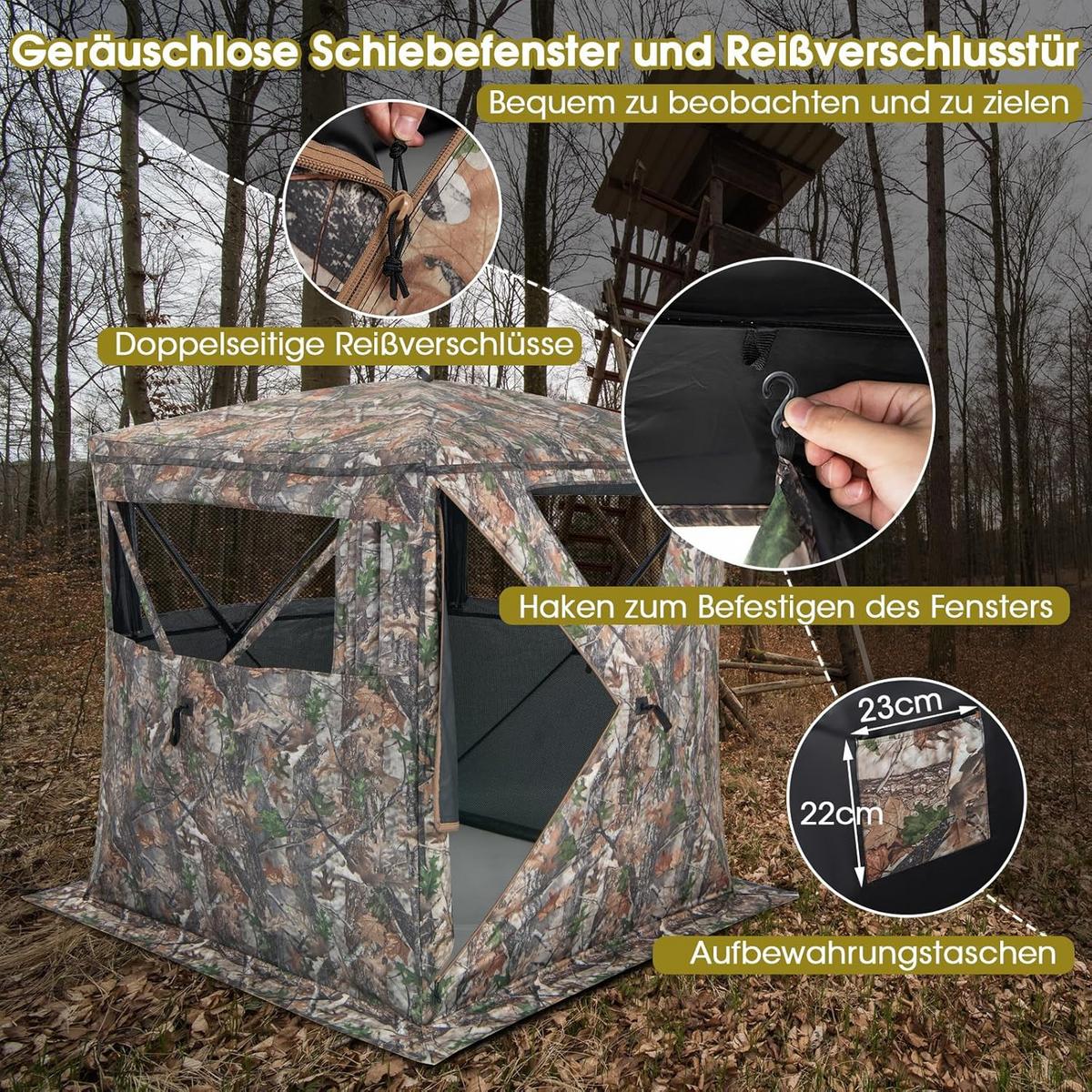 JAGDZELT Camouflage - Multicolor, Kunststoff (147/168/147cm) - COSTWAY